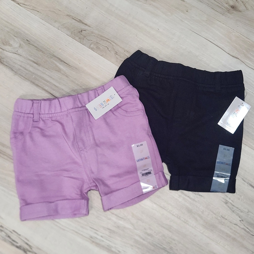 Garanimals Toddler Girls Shorts 2 Pack Black Purple Size 2T NWT